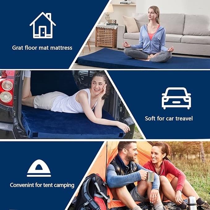 CYMULA CertiPUR-US Memory Foam Camping Mattress Pad, Portable Foam Sleeping Pad for Camping, Roll