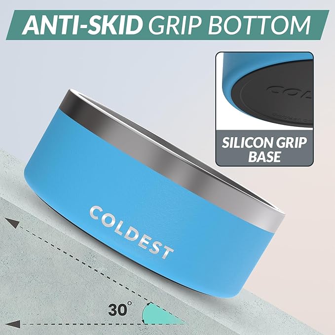 Coldest Dog Bowl - Anti Rust Metal, Non Slip, 3 Layers Insulated Stainless Steel Dog Bowls - Spill
