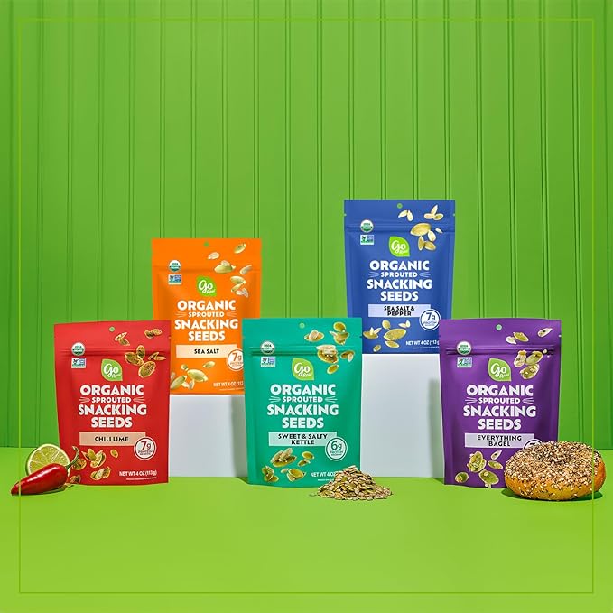 Go Raw Organic Sprouted Sweet & Salty Kettle Snacking Seeds, 4 oz, 6 Pack, Pumpkin & Sunflower
