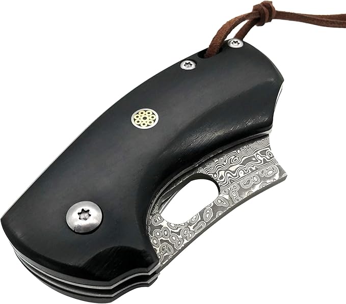 ALBATROSS Premium Folding Pocket Knife - EDC Mini VG10 Damascus Steel with 2" Blade - Ebony Wood