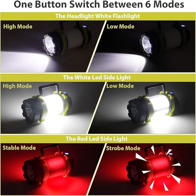 2 Pack Camping Lantern, Outdoor Led Camping Lantern, Rechargeable Flashlights with 1000LM, 6 Modes