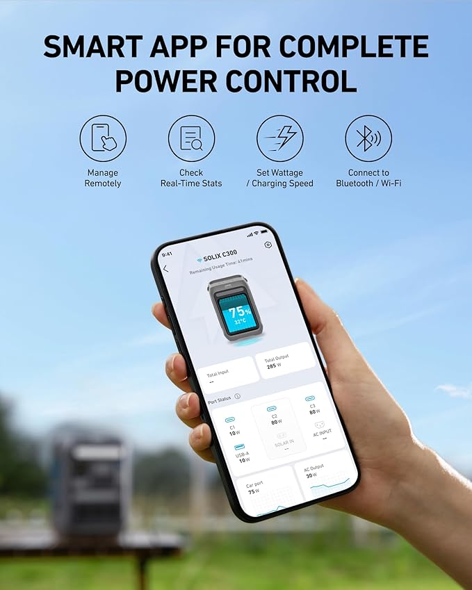 Anker Portable Power Station SOLIX C300, 288Wh LiFePO4 Battery, 300W (600W Surge) Solar Generator