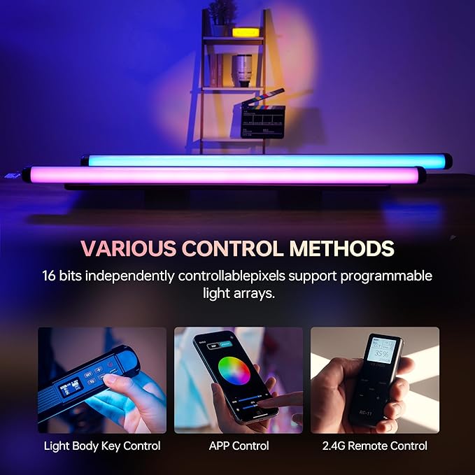 VILTROX K90 2 Pack RGB Tube Light, 30W 38inch Large RGBWY Photography LED Video Stick Light Wand
