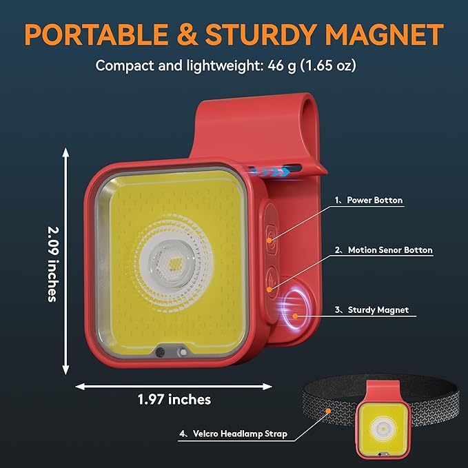 Yls Running Light, 12 Modes & Motion Sensor, Rechargeable Clip-on Lights for Runners, 500 Lumens