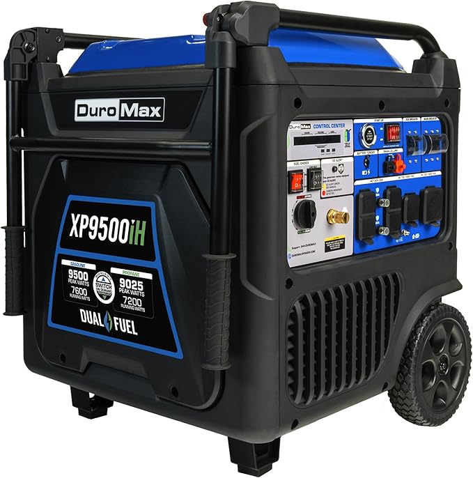 DuroMax XP9500iH 9,500-Watt Dual Fuel Portable Digital Inverter Generator - Gas & Propane, Remote