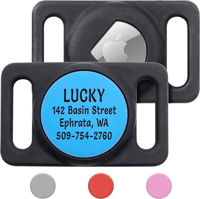 GoTags Designed for Airtag Engraved Dog Collar Holder, Personalized Case for Pet Collar, Up to 4