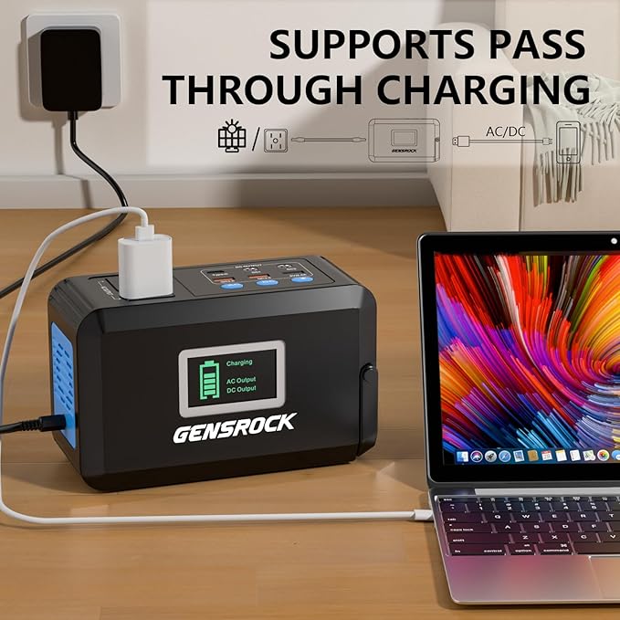 GENSROCK Portable Power Station, 88Wh Camping Solar Generator, Lithium Battery Power Bank with 2