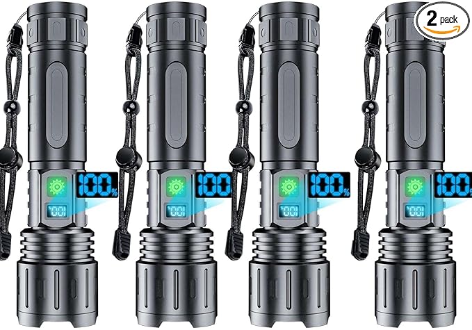 Rechargeable Flashlights High Lumens - 2000 Lumens Long Beam Super Bright LED Flash Light with