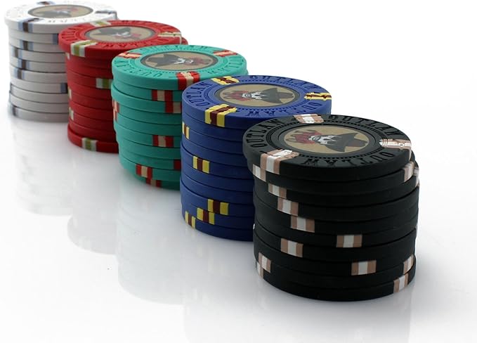 500 Poker Chips, Poker Chip Set - Outlaw, 500 Piece Poker Set with Numbers for Poker