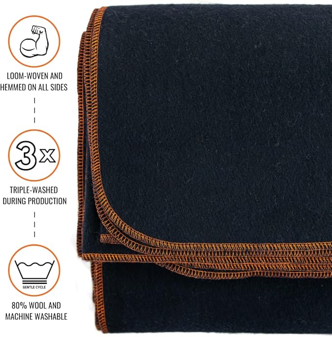 Arcturus Military Wool Blanket - Warm, Thick, Washable - Great for Outdoors, Camping, Stadium