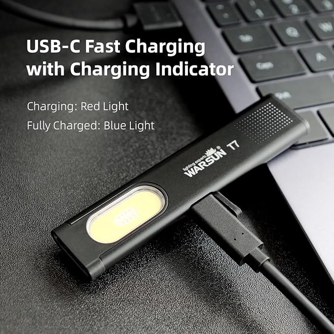 WARSUN Compact Multi-Mode Pocket LED Flashlight - 675LM, USB-C Rechargeable, IPX4, Dual Material