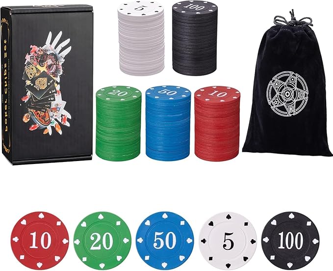 IXIGER Poker Chips,Denomination Poker Chips Set with Black Velvet Pouch Bag,Plastic Learning