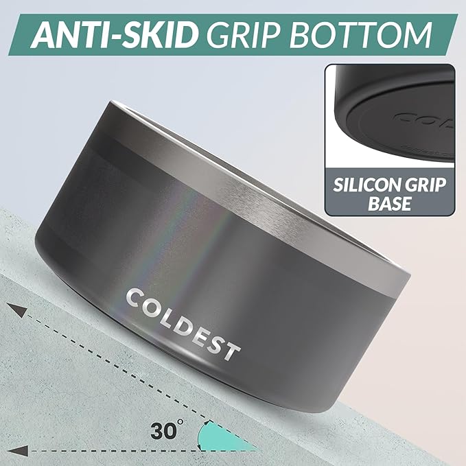 Coldest Dog Bowl - Anti Rust Metal, Non Slip, 3 Layers Insulated Stainless Steel Dog Bowls - Spill