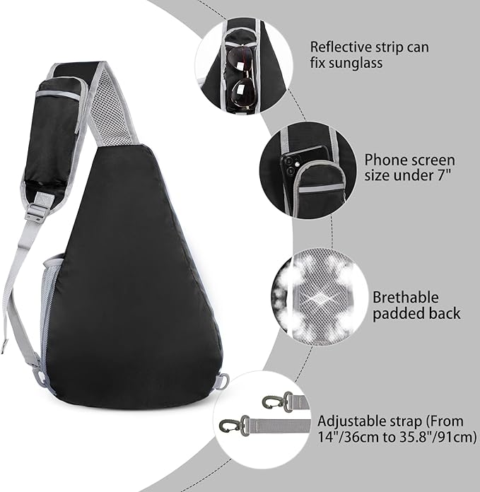 ZOMAKE Sling Bag,Small Crossbody Sling Backpack,Water Resistant Shoulder Daypack for Travel,Anti