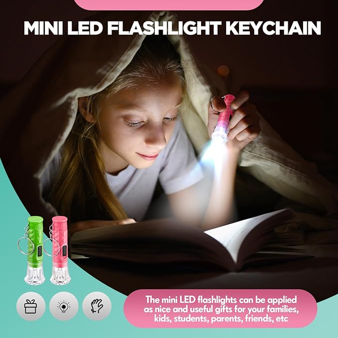 Jexine 150 Pcs Mini Flashlight Keychain, Assorted Colors Portable LED Flashlight, Handheld Plastic
