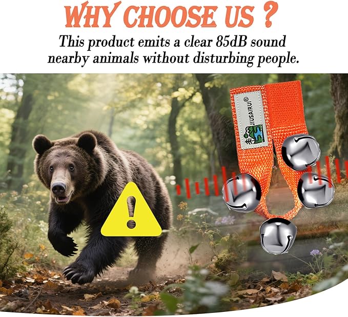 Outdoor Bear Bells for Hiking Safety: Bear Horn to Scare Bears Deterrent Devices for Dogs Biking