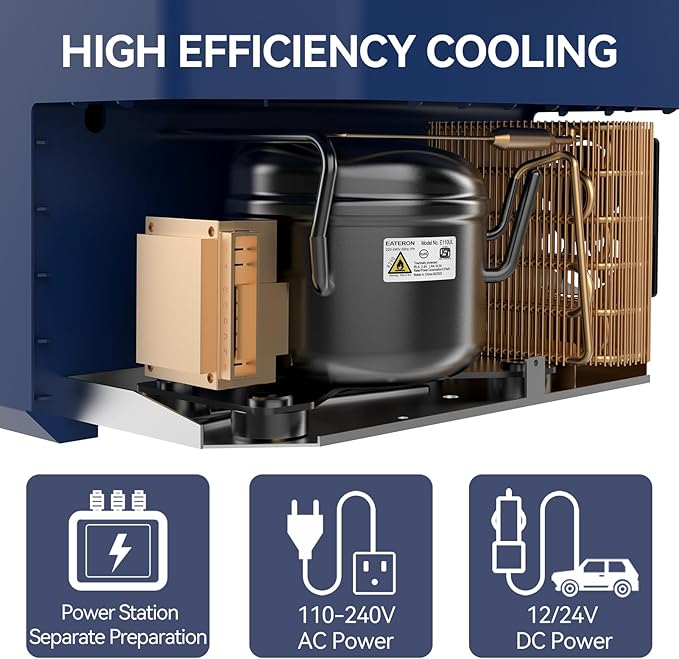 12 Volt Refrigerator Car Fridge Portable 12V 40 Quart Freezer Compressor Cooler 12V/24V DC 110～240