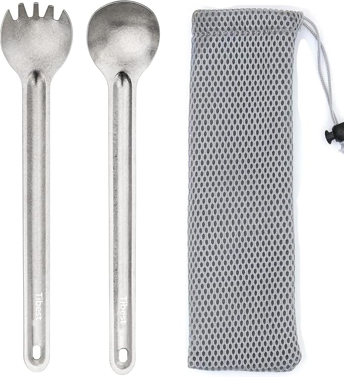 Titanium Spork Long Handle, Ultra Lightweight Camping Utensil for Backpacking Camping, Hiking