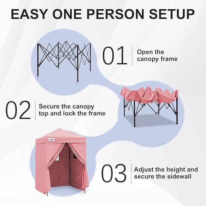 EAGLE PEAK Flex Ultra Compact 5x5 Pop-up Canopy, Sun Shelter, Changing Room, Portable Privacy Tent