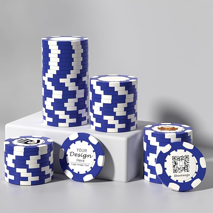 50-500 Custom Clay Poker Chips for 7 Colors,Imprinted in Full Color with Your Logo,Image or