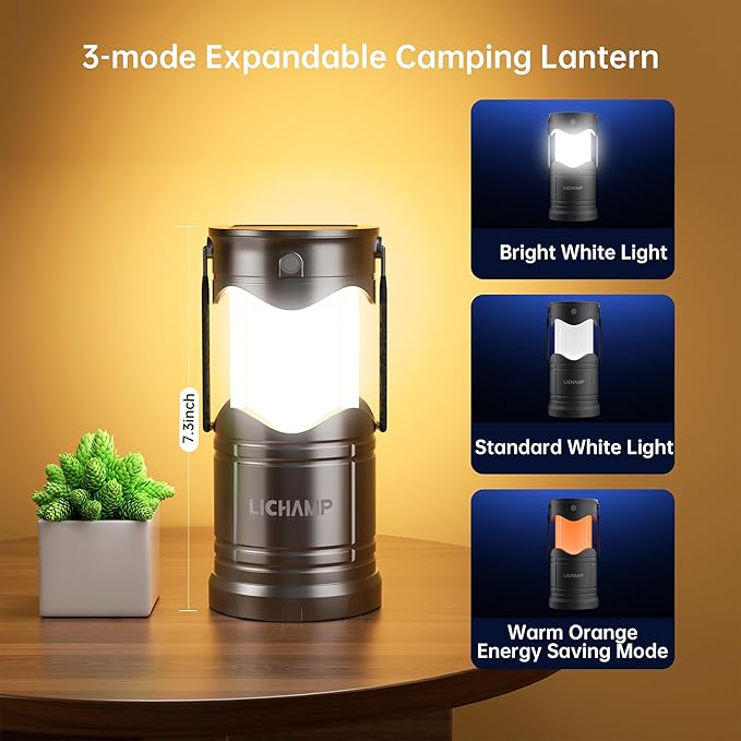Lichamp 1-Pack Solar Camping Lantern, USB Rechargeable LED Lanterns Battery Powered Pop Up