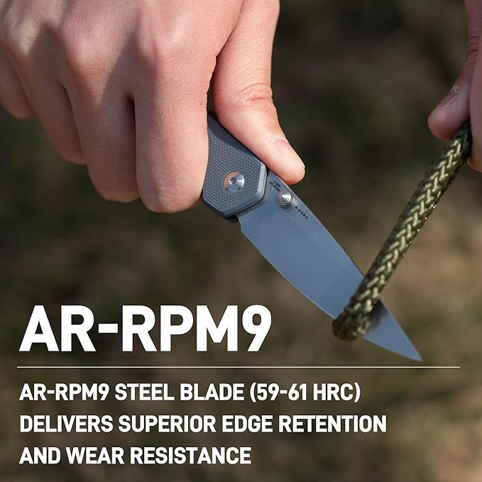 CJRB Kain Pocket Knife for Men, 2.95'' AR-RPM9 Steel Blade G10 Handle Folding Knife with Pocket