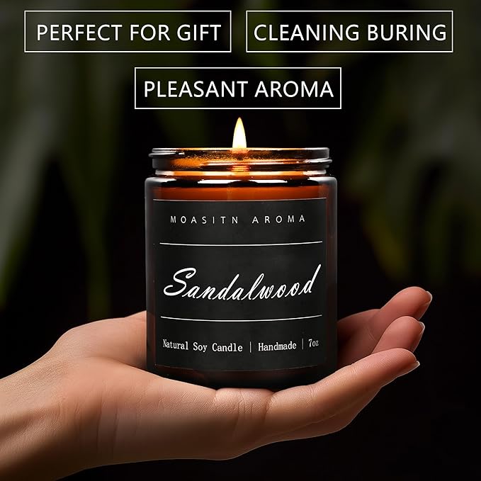MOASITN Sandalwood Heavenly Scented Candles for Home| Natural Soy Aromatherapy Candle| Handmade