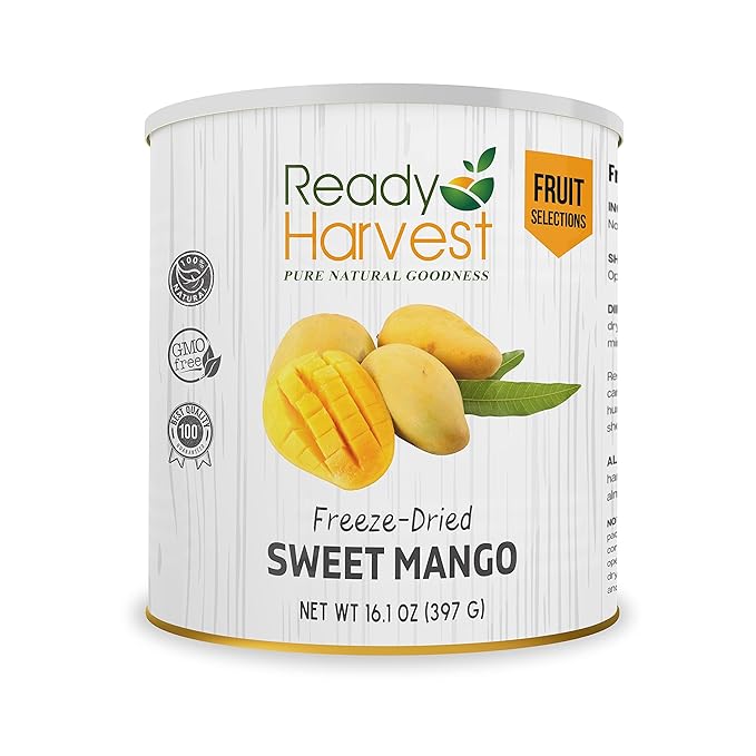 Ready Harvest Freeze Dried Food - Mango | Emergency Snacks | Fruit for Camping & Survival | #10 Can