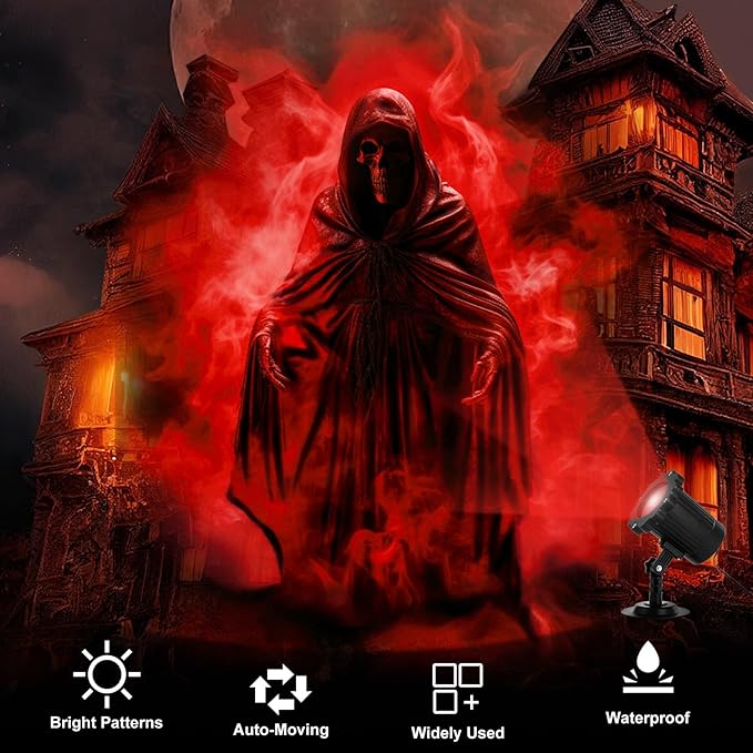 Treela Halloween Projector Lights Outdoor Indoor Dynamic Ghost Skull Lights Decoration Outside LED
