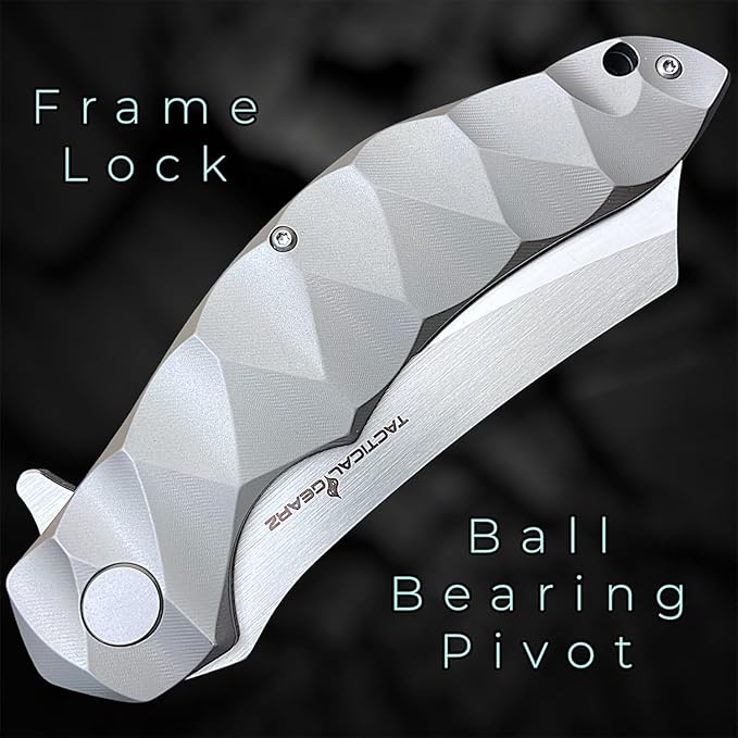 TACTICAL GEARZ Custom Titanium Pocket Folding Knife, Solid Tc4 Titanium Handle, CPM-D2 Steel DAO