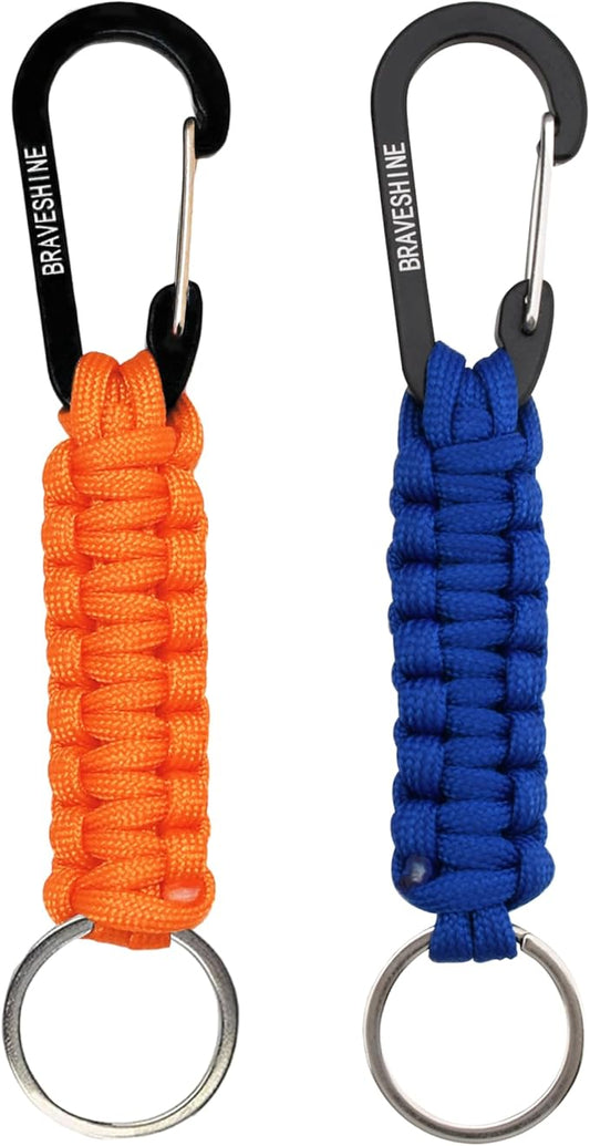 BRAVESHINE Paracord Keychain Carabiner Clip, D Ring Lanyard Hanger Stroller Hook for Water Bottle