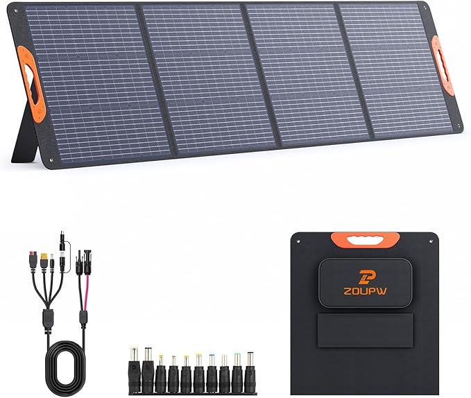 220 Watt Portable Solar Panel for Power Station,Hurricane Preparedness Items,18.6V Foldable Solar
