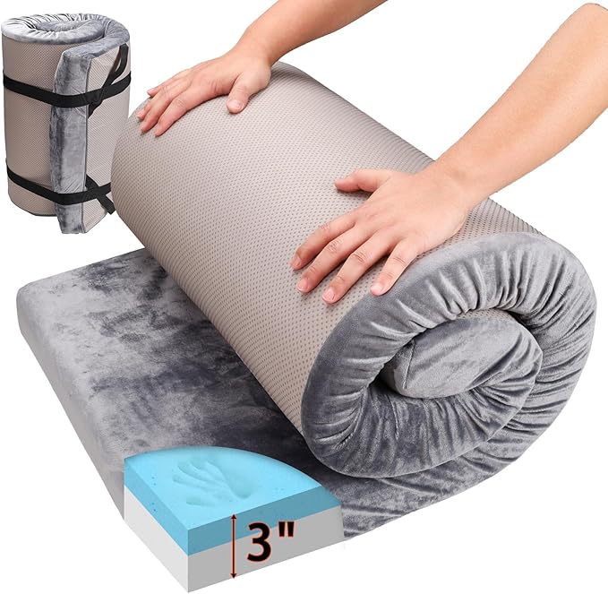Memory Foam Sleeping Pad Camping Mattress,3 Inch Thick Portable Floor Mat for Adult Waterproof