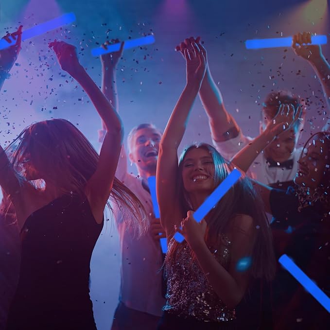 48Pack LED Glow Foam Sticks Bulk,Light Up Glow Sticks with 3 Flashing Modes,Blue Glow Wands Party