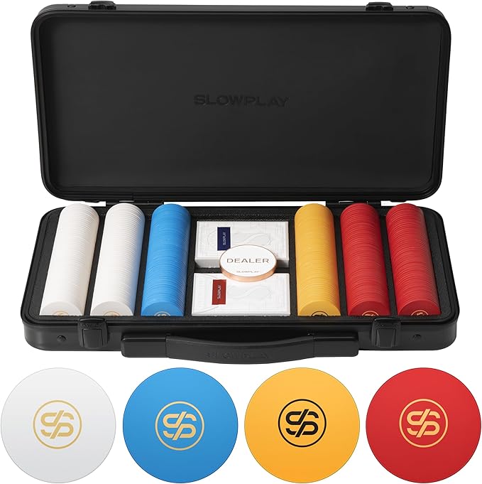 SLOWPLAY Godel Ceramic Poker Chips Set for Texas Hold'em, 300 PCS [Blank Chips], 39mm & 10g Each |