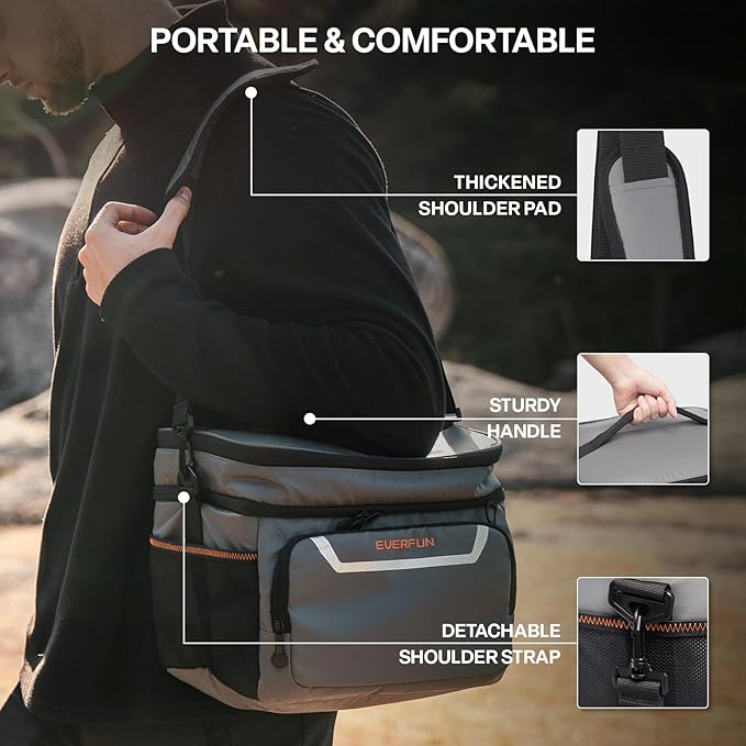 EVERFUN Small Cooler Lunch Box Mini Leak-Proof Soft Double Deck 24 Can Personal Insulated