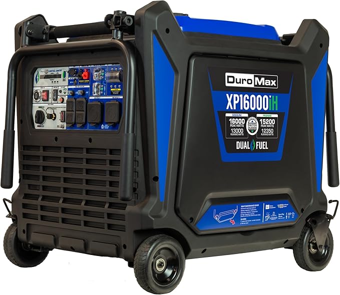 DuroMax XP16000iH 16,000-Watt Dual Fuel Portable Digital Inverter Generator - Gas & Propane, Remote