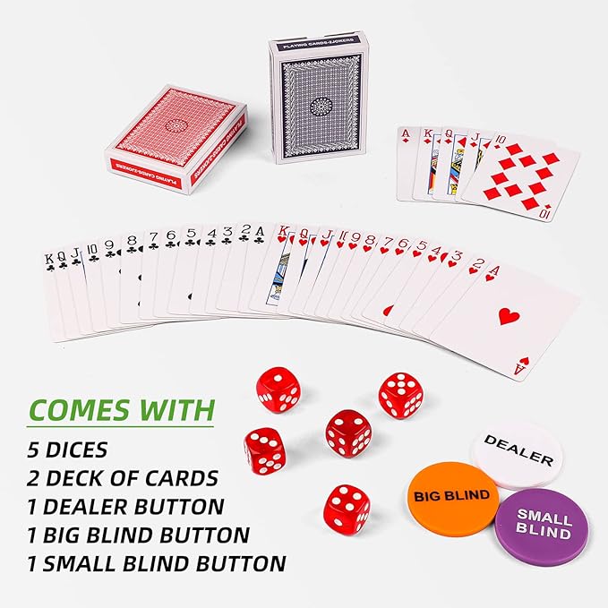 Poker Chip Set - 500PCS Poker Chips with Aluminum Case, 11.5 Gram Chips for Texas Holdem