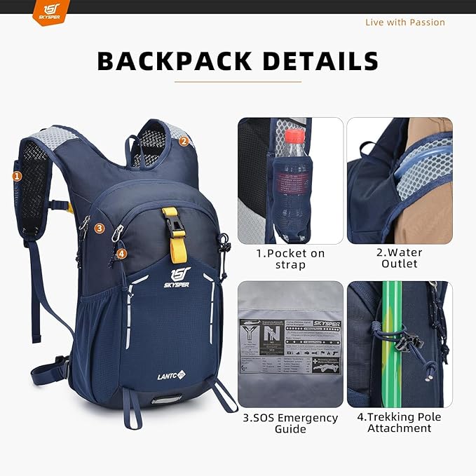 SKYSPER Small Hiking Backpack - 25L Travel Daypack Lightweight Bag Water Resistant Hiking Backpacks
