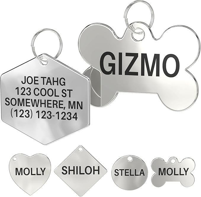 Dr. Fremont's Stainless Steel Pet ID Tags Engraved and Personalized for Dogs and Cats on Both Sides