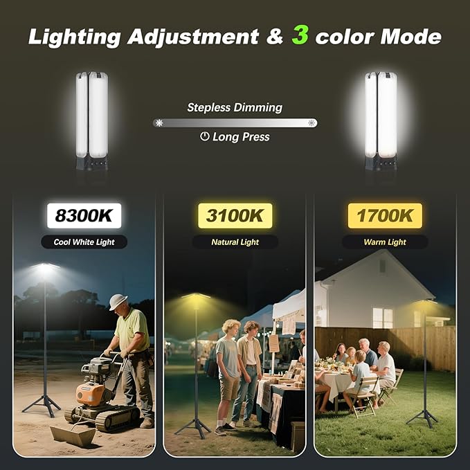 Camping Lights with Remote & Stand 6 Ft,14000 mAh Rechargeable Camping Lantern Tent Light, 6000