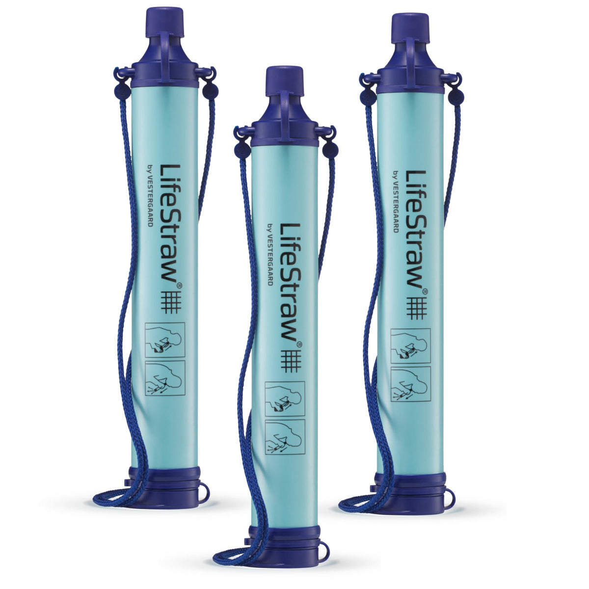 LifeStraw Personal — Water Filter for Hiking, Camping, Travel, and Emergency Preparedness, 3 Pack