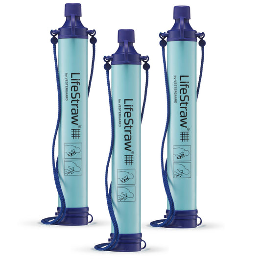 LifeStraw Personal — Water Filter for Hiking, Camping, Travel, and Emergency Preparedness, 3 Pack