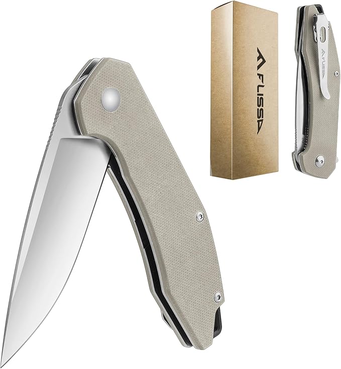 FLISSA Pocket Knife, Folding Tactical Knife with G10 Handle, D2 Blade, Liner Lock, Pocket Clip, EDC