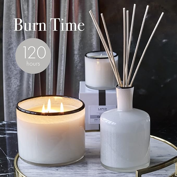 LAFCO New York 3-Wick Candle, Champagne - 30 oz - 120-Hour Burn Time - Reusable, Hand Blown Glass