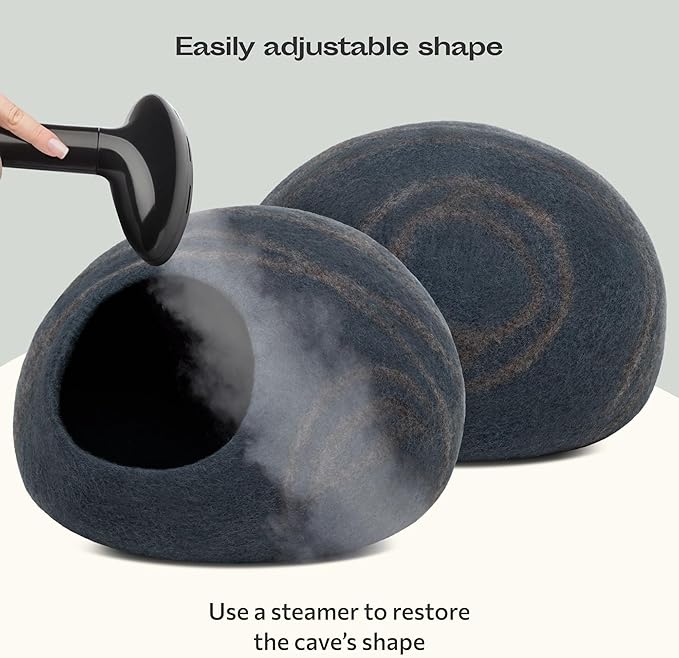 MEOWFIA Cat Cave ??Premium Felt Cat Bed for Indoor Cats, Handmade 100% Merino Wool (Medium, Slate