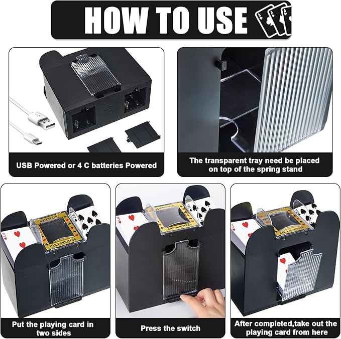 Aoriher Blackjack Game Combo Set, Include Blackjack Layout Felt,Shoe 6 Deck Automatic Card Shuffler