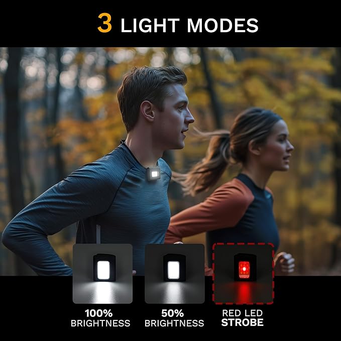 Running Light, 2Pack Reflective Running Gear for Runners, USB Rechargeable LED Light, Clip on