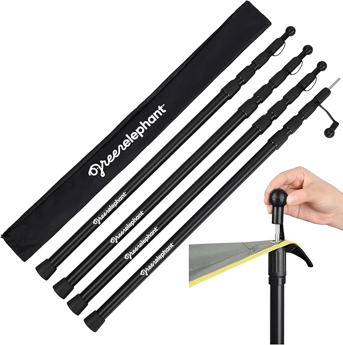 Green Elephant Camping Tarp Poles - Adjustable Aluminum Telescoping Tent Poles for Tarps, Canopy &