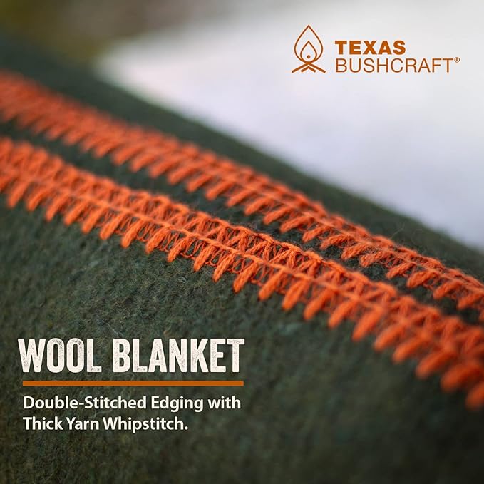 Texas Bushcraft Merino Wool Blanket for Camping Hiking and Backpacking – Water Fire Resistant Camp